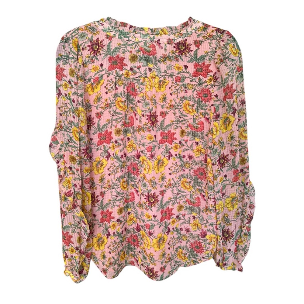 LOFT Garden Ruffle Sleeve Blouse size Medium - Picture 6 of 9